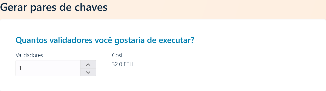 Quantos validadores você gostaria de rodar?